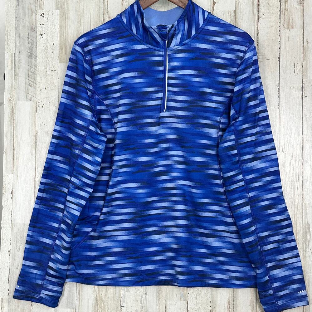 Energy Zone Sweatshirt Jacket XL Blue Quarter Zip Fleece Lined Active Lounge EUC
